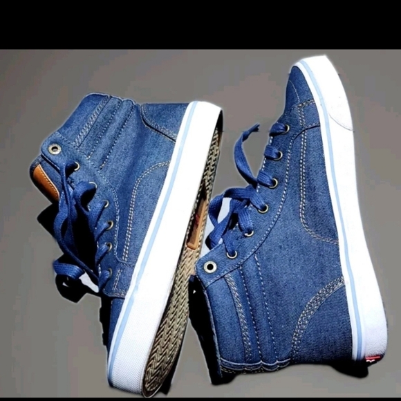 Levi’s High Top Denim Sneakers Womens Size 7.5Casual Lace Up (Mint Condition) - Picture 6 of 10